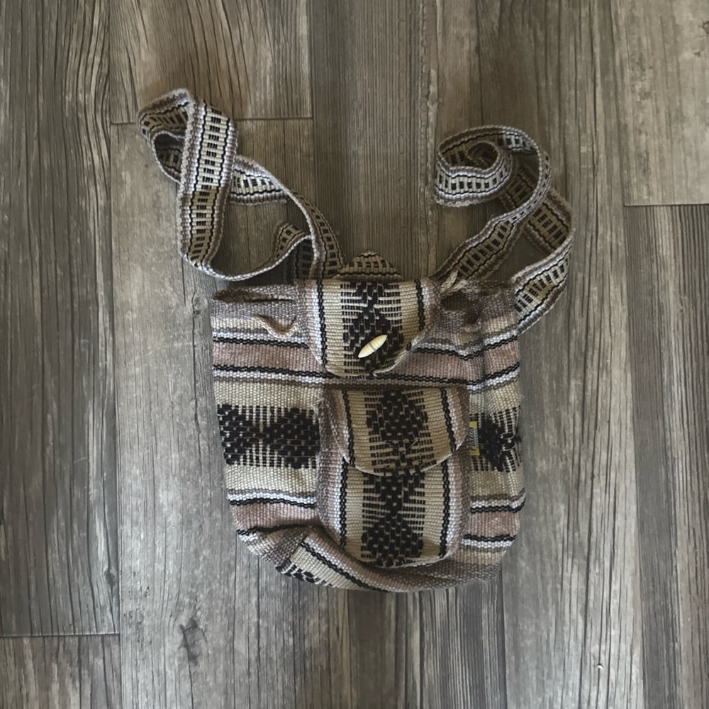 Stylish Black and Tan Woven Bag